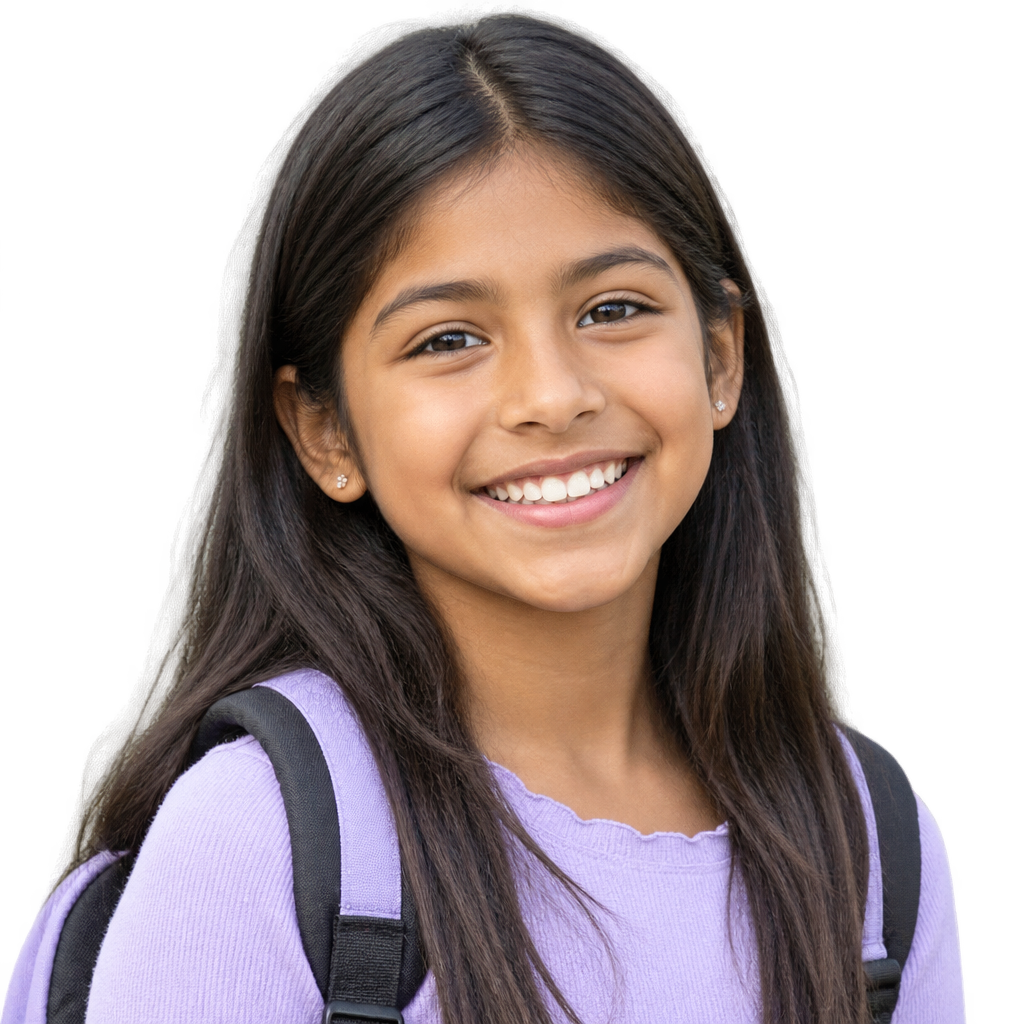 Elementary student smiling