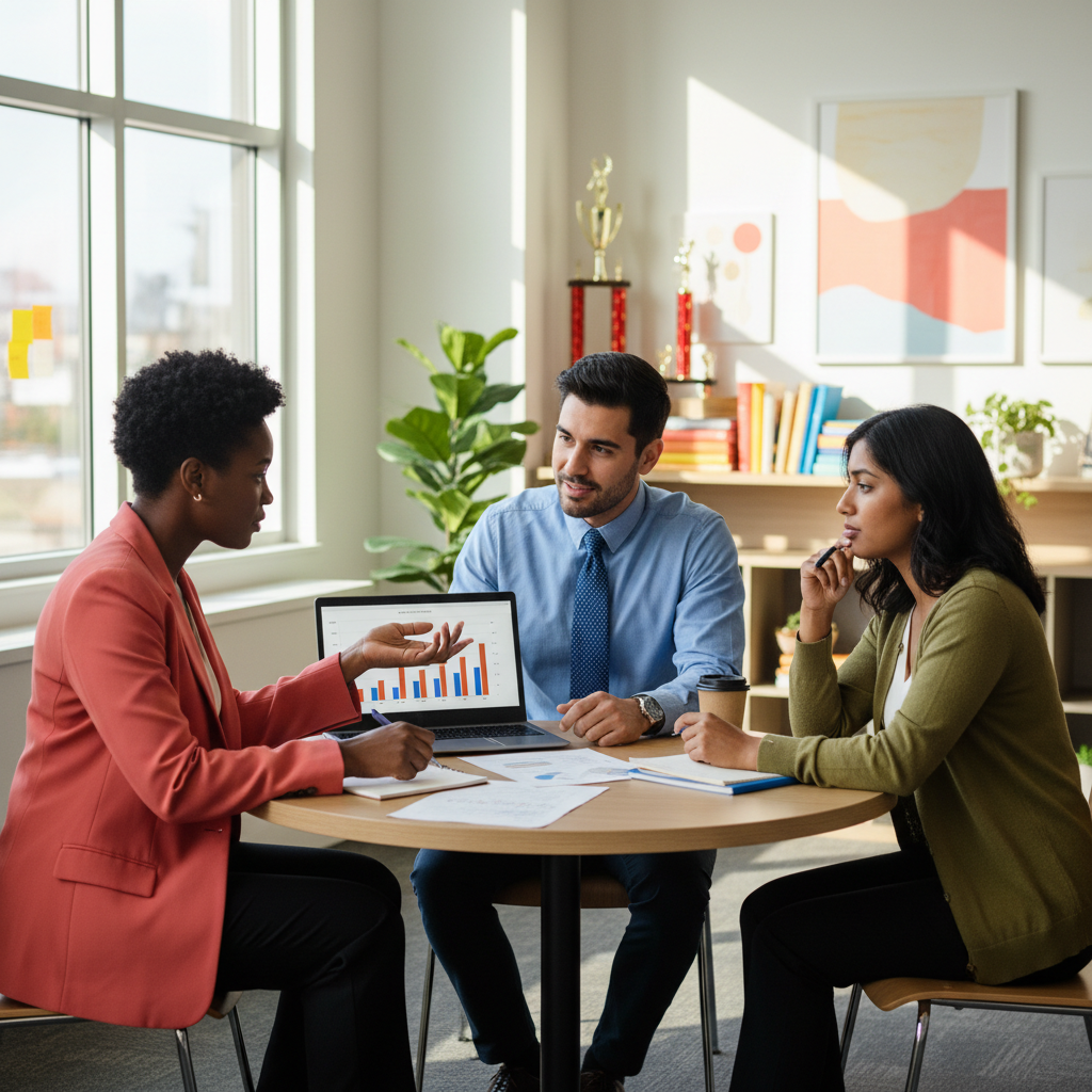 A student-support team of educators collaborating around a table